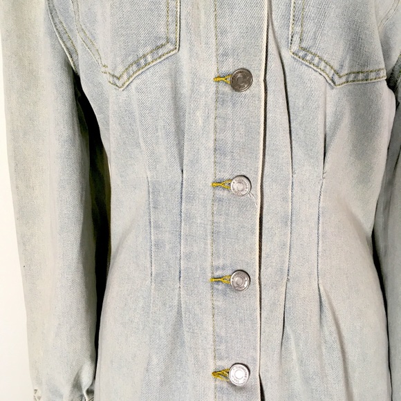 Misguided light denim cowgirl dress, fitted waist, button down, above the knee - Picture 4 of 9